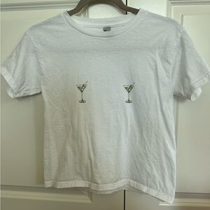 Gildan White Short Sleeve Tee with Martini Glass Design